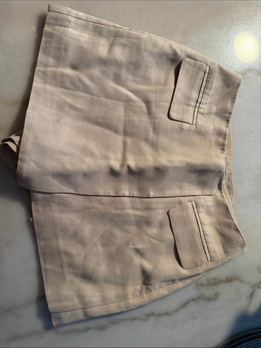 Express Beige Skirt with Branded Waist Label